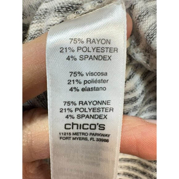 Chicos Womens Knitted Sweater Size 2 Gray Striped Pullover Lace Up Long Sleeves - Picture 5 of 14